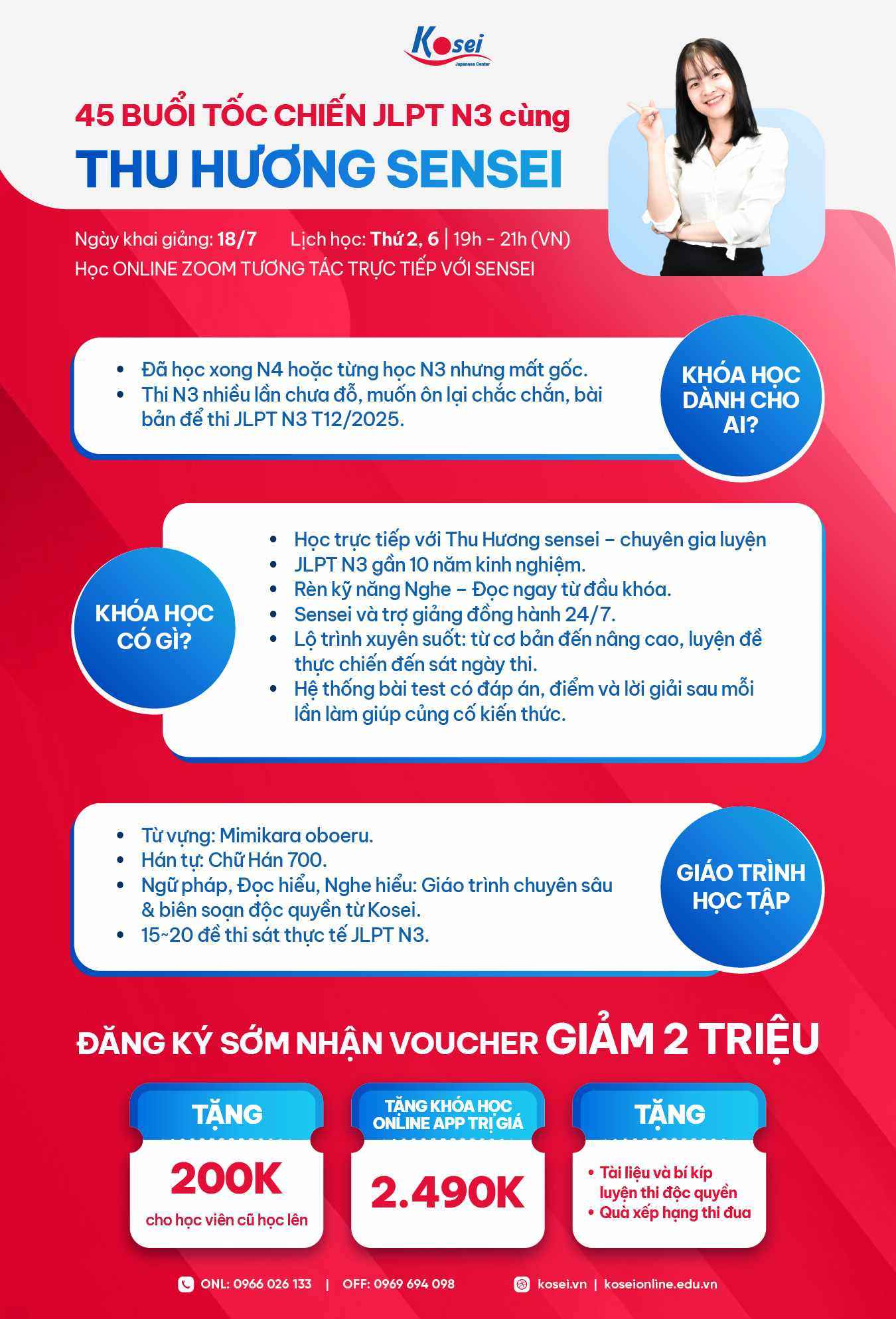 Thông tin chung về khoá học Tốc chiến N3 với Thu Hương Sensei